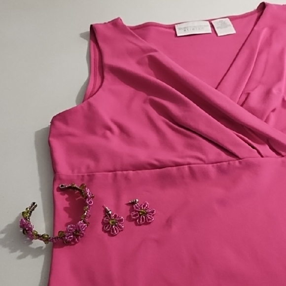 Stretchy Pink Wrap Fitted Tank Top - Picture 7 of 9